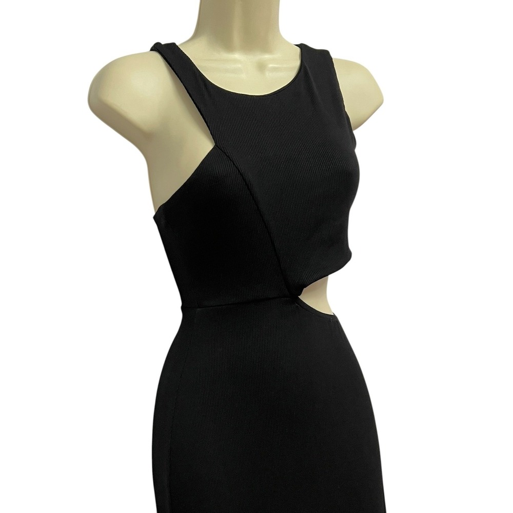 Riot Swim Lounge Maxi Dress Womens XS Black Cutout Asymmetrical Ribbed Resort - Picture 4 of 9